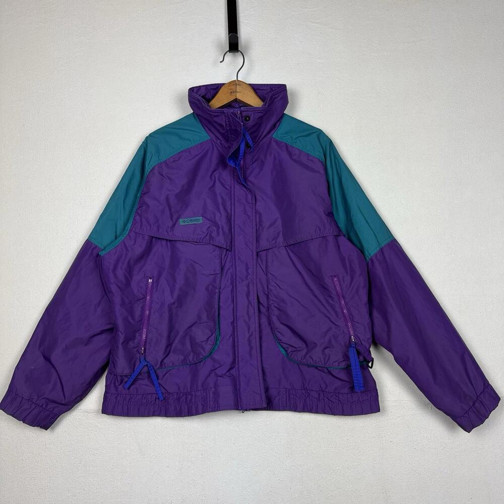 Colorblock Columbia Ski Coat Vintage Powder‎ Keg Women’s XL Jacket Shell 80s 90s